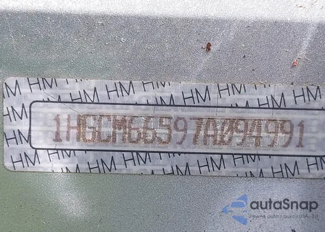 2007 Honda Accord 3.0 Ex из США, поврежденный, VIN 1HGCM66597A094991